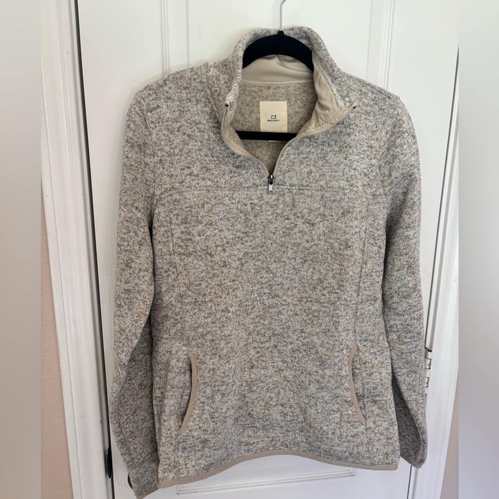 Thread & Supply‎ Heathered Light Gray Quarter-Zip Pullover Size Large